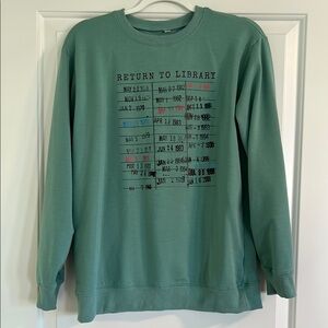 Turquoise Library Print Sweater